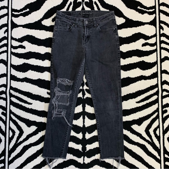 Levi's Distressed Mid Rise Skinny Jeans The Original Fit Washed Black Size 4 - Picture 3 of 10